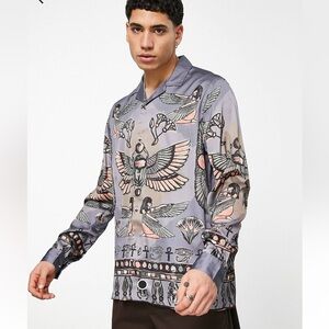 NWT NIB ASOS 2XL REVERE SATIN SHIRT w Egyptian Print Images